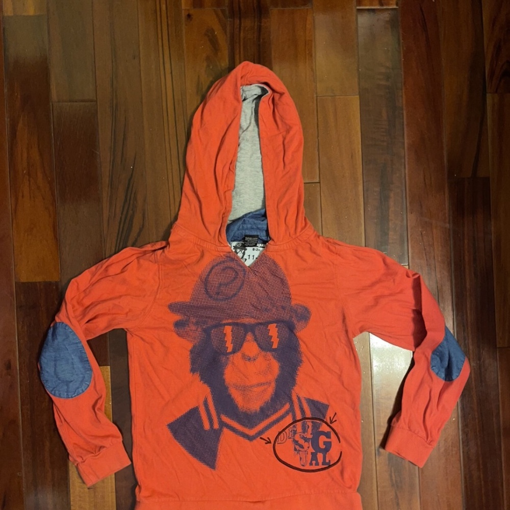 Desigual Boy’s Monkey Long Sleeve Shirt Hoodie Red Size 11/12